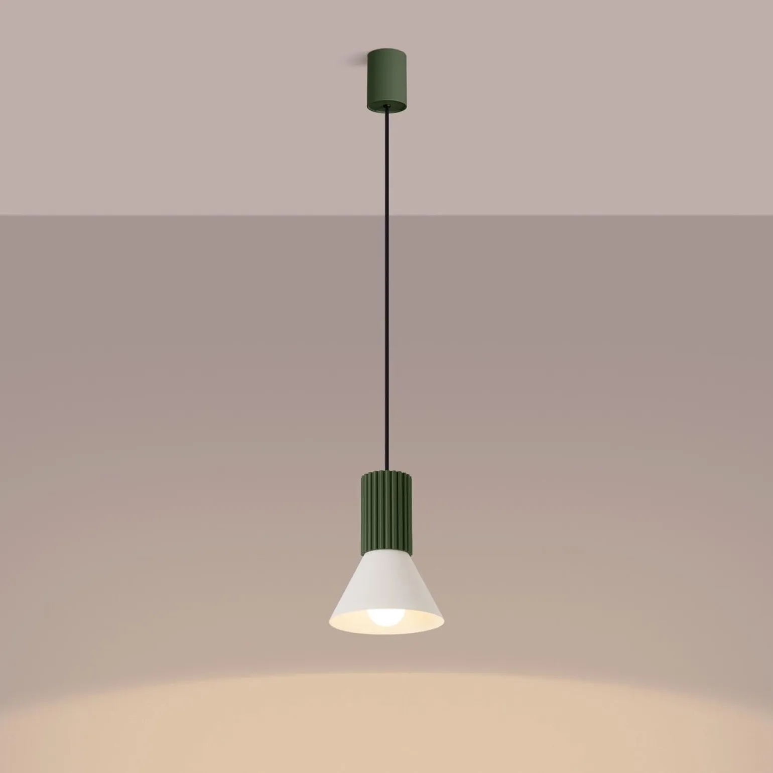 Lampa wisząca ESTRIA 1 beżowa/zielona oliwka (SL.1872) - Sollux Lighting
