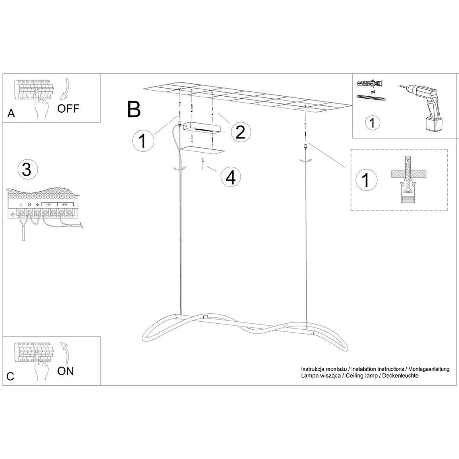 Lampa wisząca GALAKSE 148 czarna LED 2700-6500K (TH.280) - Thoro Lighting