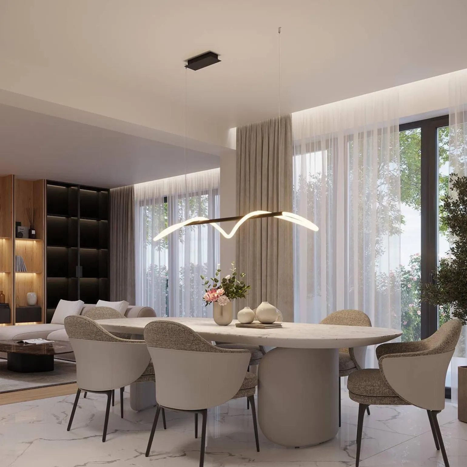 Lampa wisząca GALAKSE 148 czarna LED 2700-6500K (TH.280) - Thoro Lighting