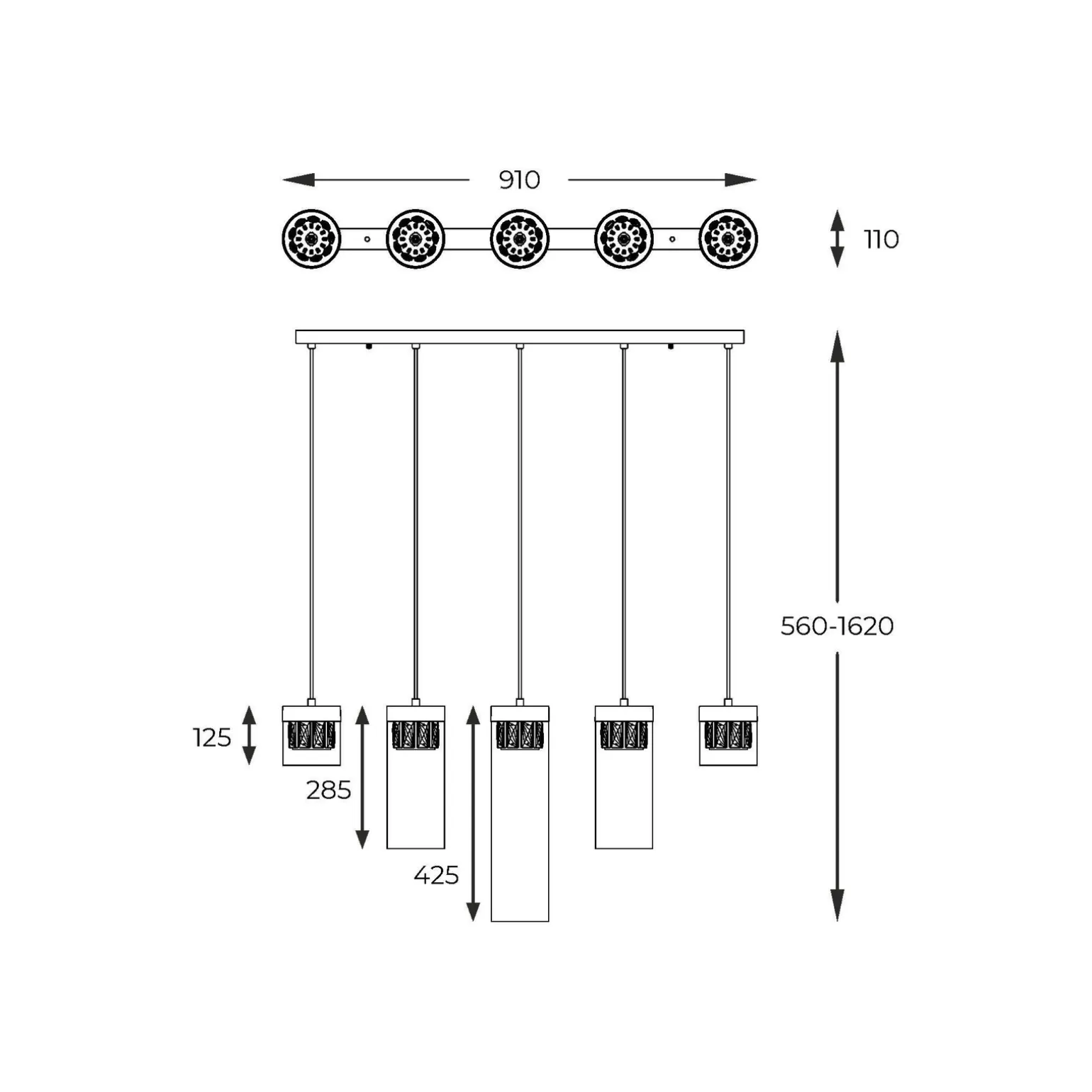 Lampa wisząca GEM 5 złota listwa (P0389-05E-F7AC) - Zuma Line