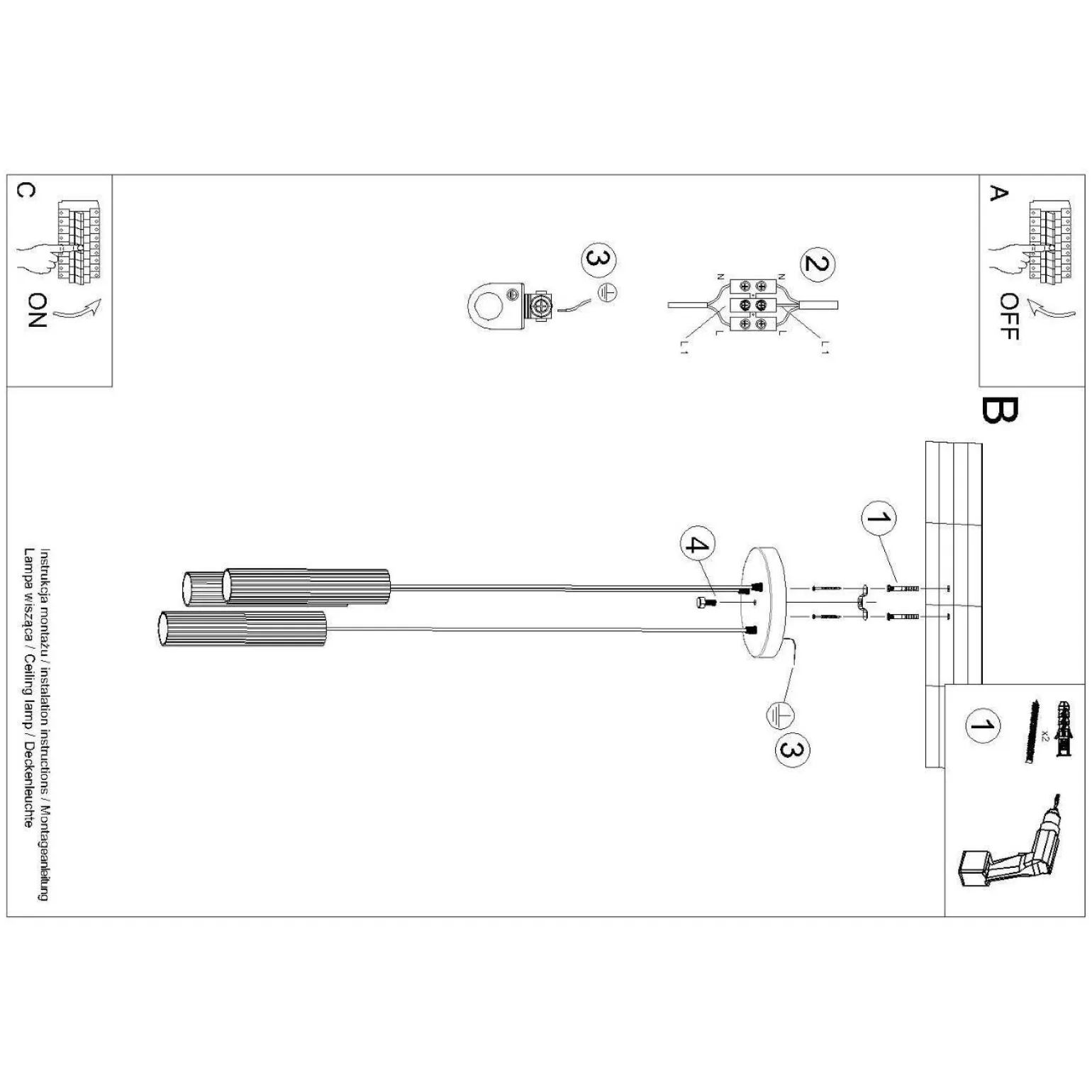Lampa wisząca KARBON 3P złoty (SL.1557) - Sollux Lighting