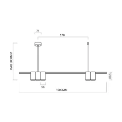 Lampa wisząca (listwa) GENESIS BLACK 5xGU10 (ML0367) - Milagro