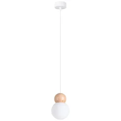 Lampa wisząca PEKKA 1 biała/naturalne drewno (SL.1390) - Sollux Lighting