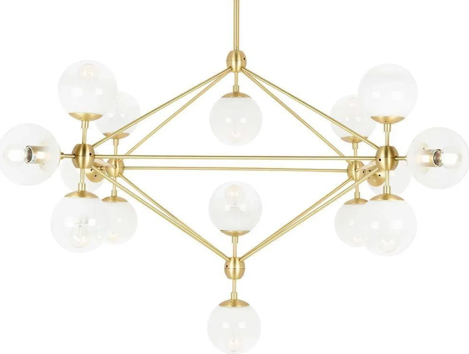 Lampa wisząca PLANETARIO 15 GOLD złota - klosze szronione (MD10230G-15.BRASS) - King Home