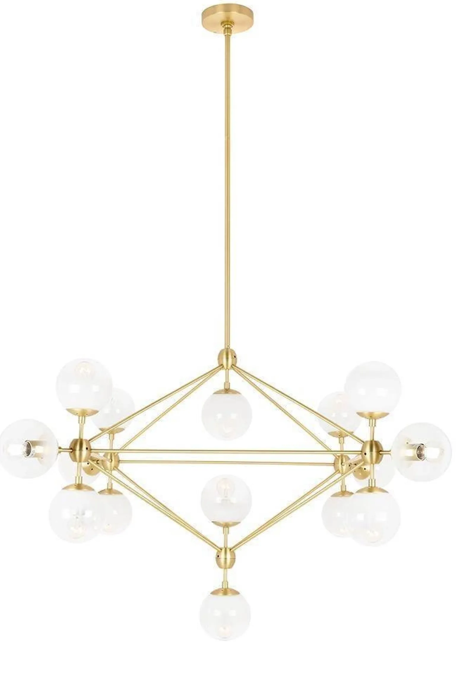 Lampa wisząca PLANETARIO 15 GOLD złota - klosze szronione (MD10230G-15.BRASS) - King Home