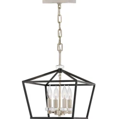 Lampa wisząca/ Półplafon Stinson - 4 źródła światła - Czarna/ Polerowany nikiel (QN-STINSON-4P-M-BK) - Quintiesse