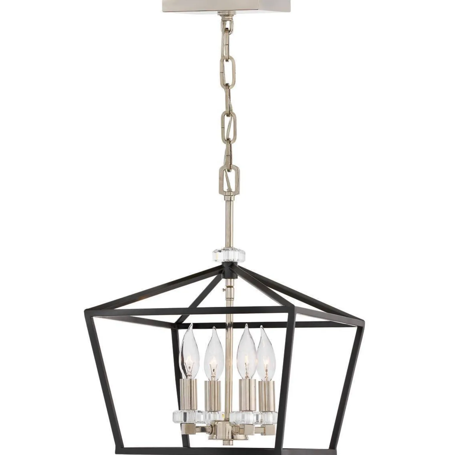 Lampa wisząca/ Półplafon Stinson - 4 źródła światła - Czarna/ Polerowany nikiel (QN-STINSON-4P-M-BK) - Quintiesse