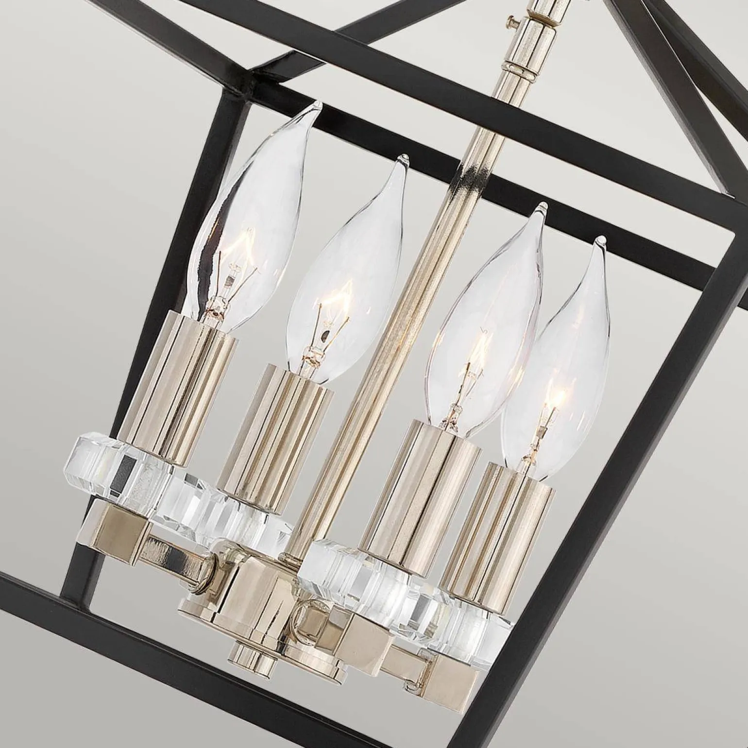 Lampa wisząca/ Półplafon Stinson - 4 źródła światła - Czarna/ Polerowany nikiel (QN-STINSON-4P-M-BK) - Quintiesse