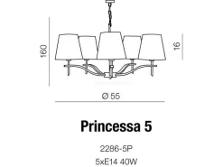 Lampa wisząca PRINCESSA 5 (AZ0724) Azzardo - żyrandol