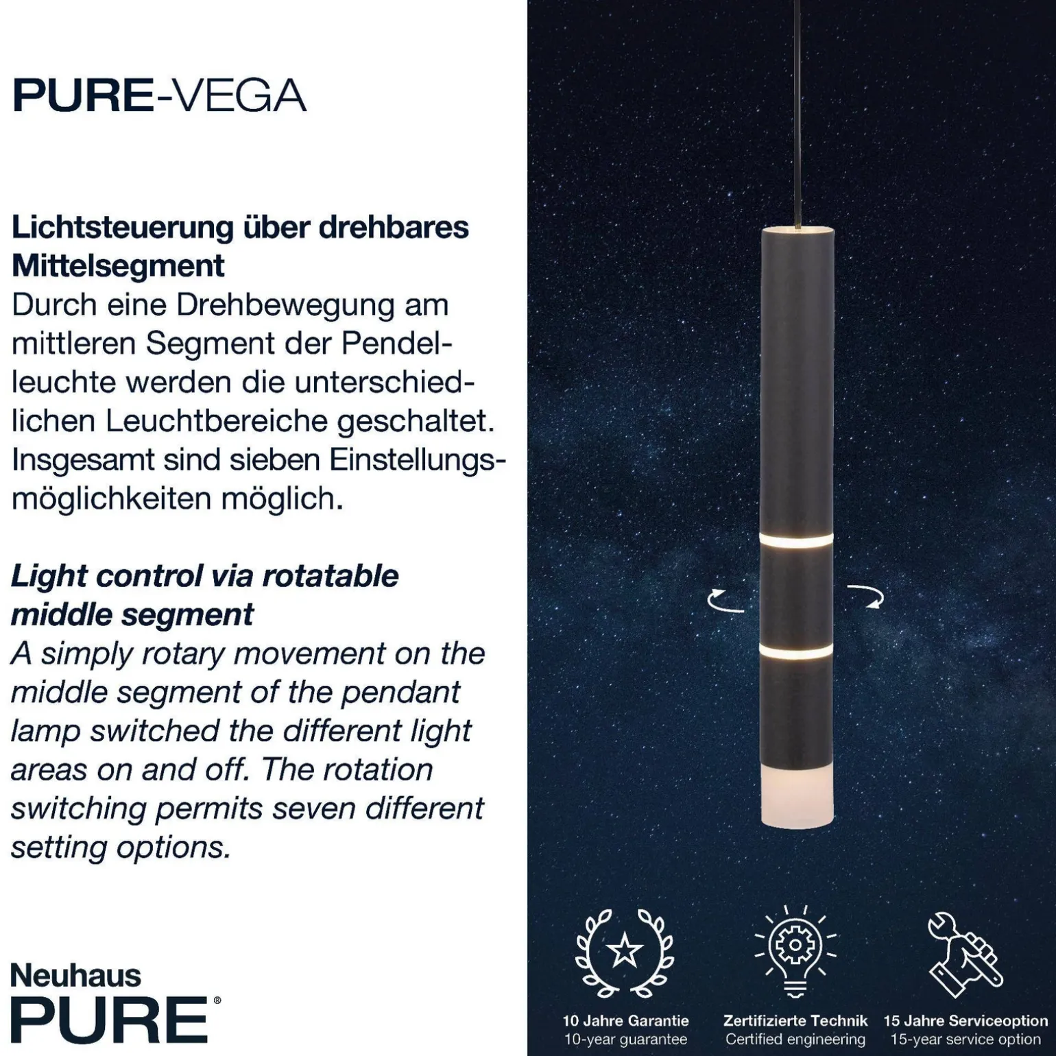 LAMPA WISZĄCA PURE-VEGA (2211-18) - Paul Neuhaus