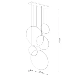Lampa wisząca RIO 5 55/55/78/110/110 czarna LED 4000K (TH.544) - Thoro Lighting