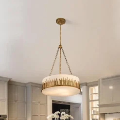 Lampa wisząca Sawgrass - 3 źródła światła - Płatkowe złoto (QN-SAWGRASS-3P-DG-O) - Quintiesse