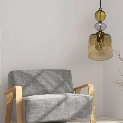 Lampa wisząca Tropea 1xE27 bursztynowa, mała (LP-2004/1P S AM) - Light Prestige