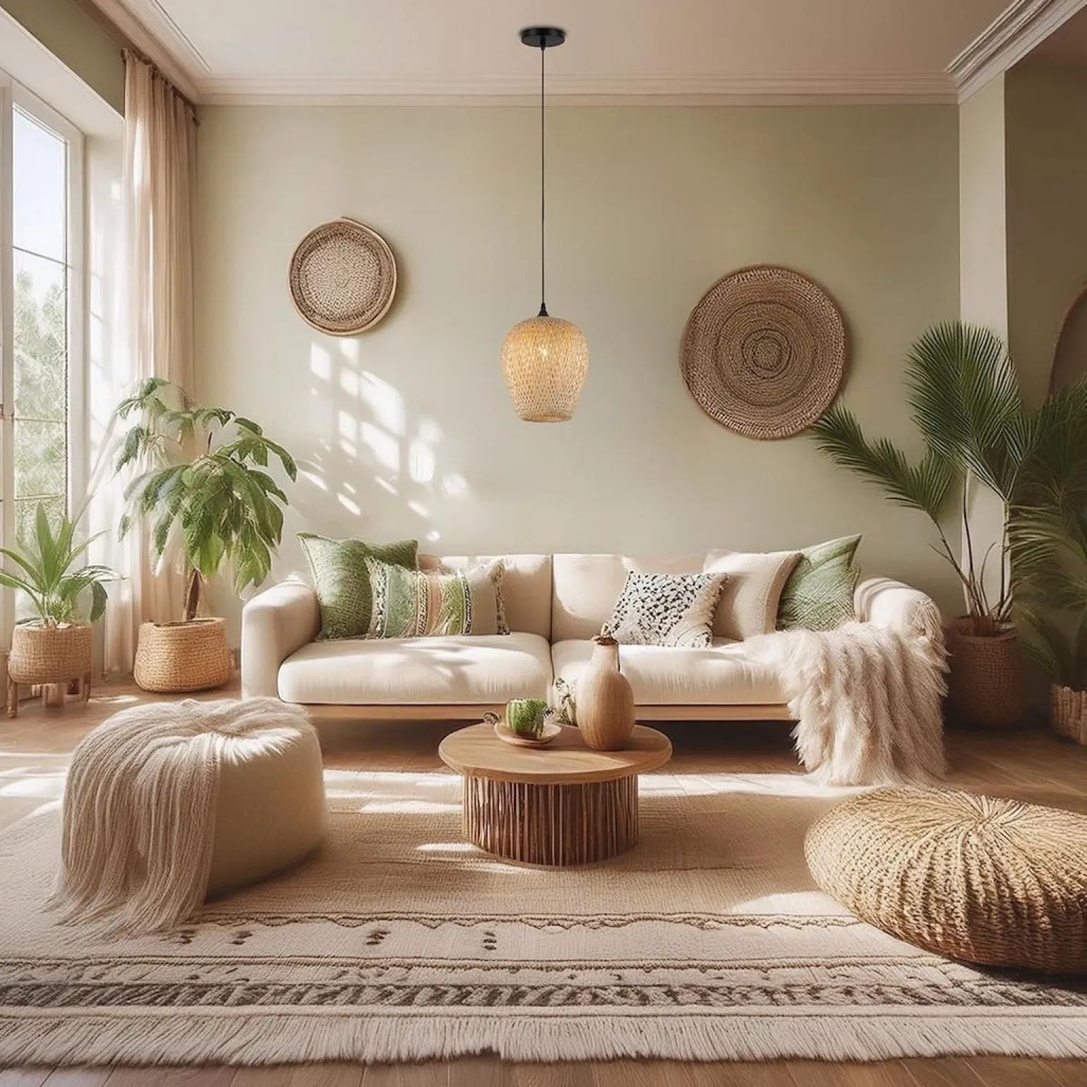 Lampa wisząca z naturalnym abażurem ALMA 1xE27 (ML1807) - Milagro