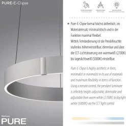 Lampa wisząca z płynną regulacją wysokości PURE E-CLIPSE ALUMINIUM (2560-95) - Paul Neuhaus