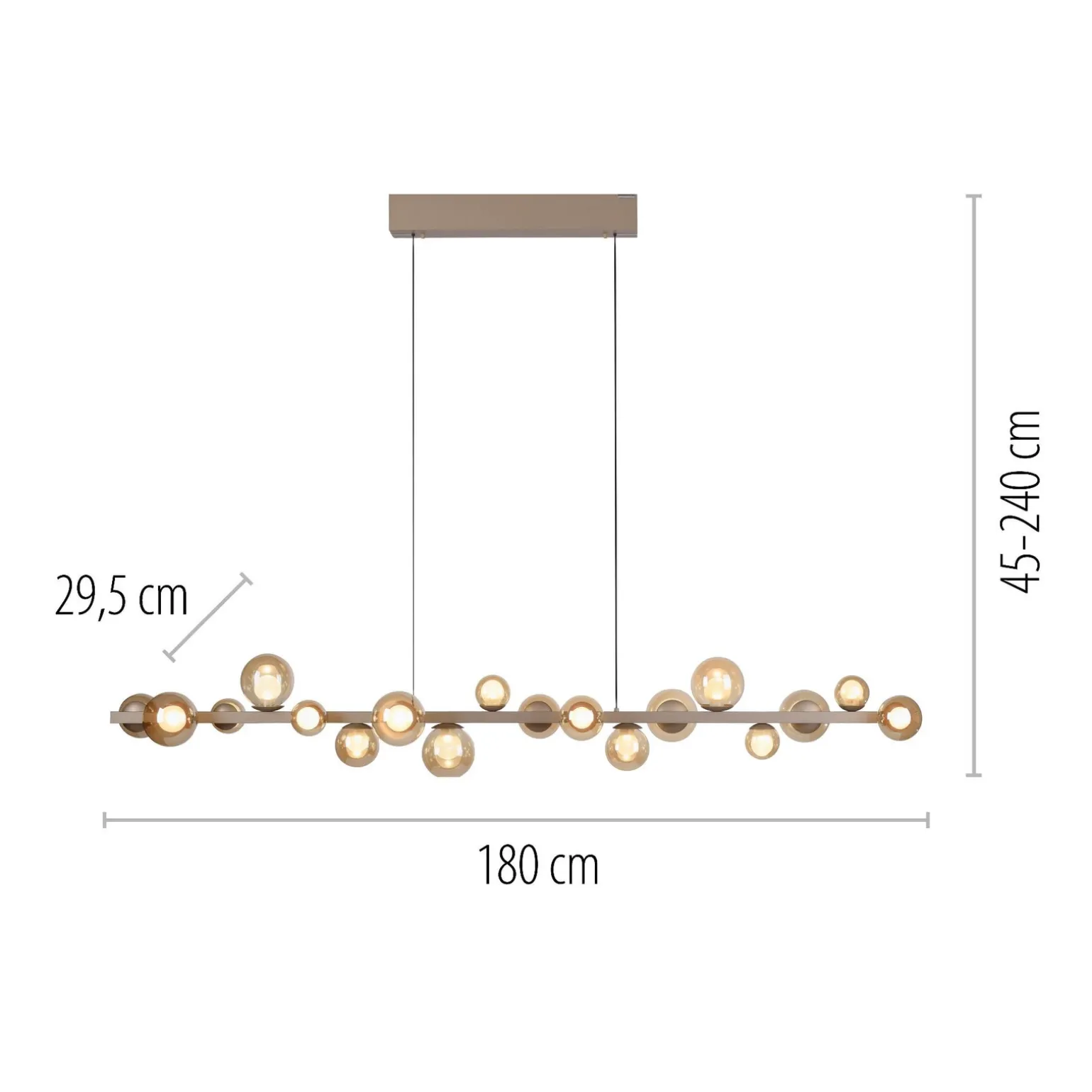 Lampa wisząca z płynną regulacją wysokości PURE E-POPUP 180cm BRĄZOWA (2558-97) - Paul Neuhaus