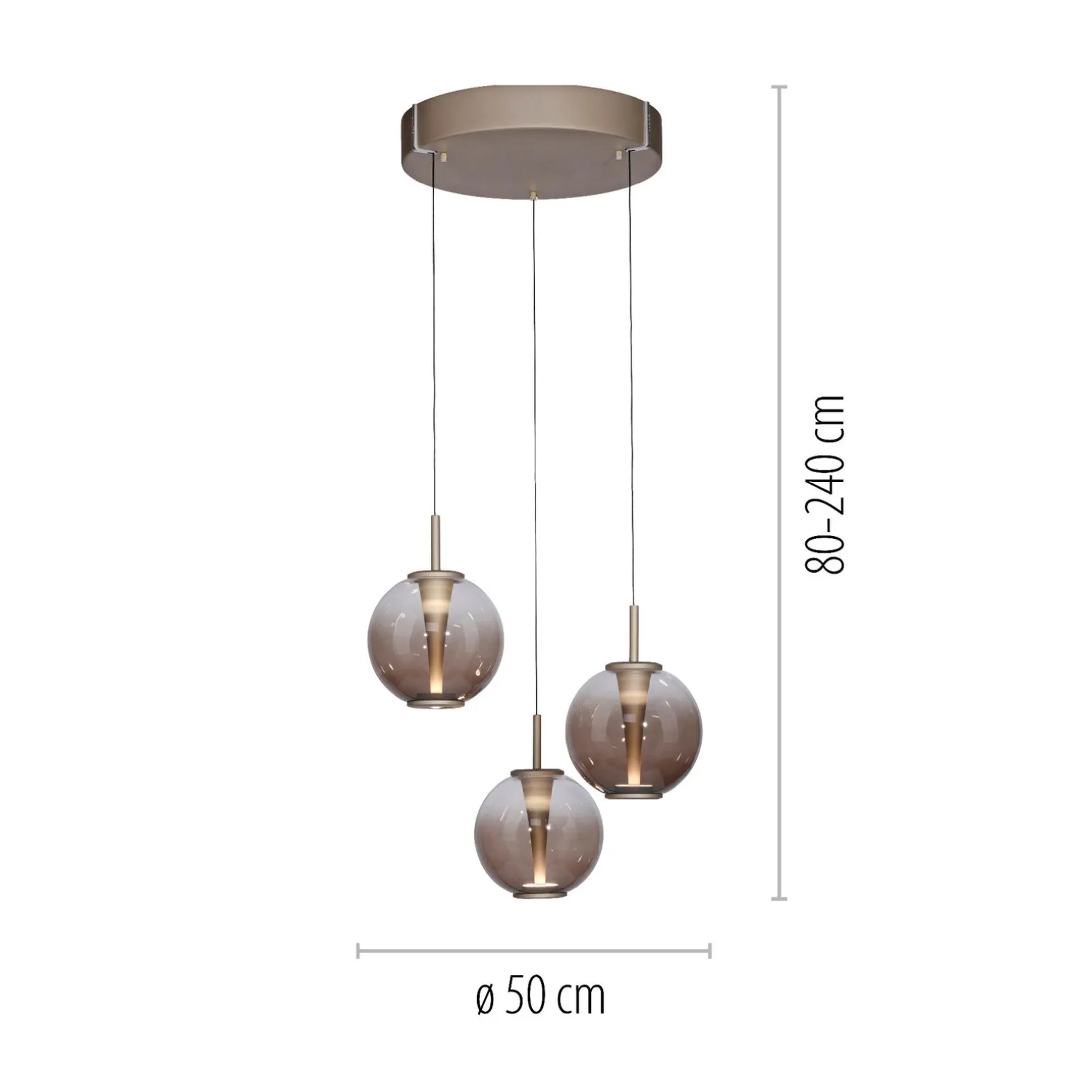 Lampa wisząca z płynną regulacją wysokości PURE E-INFINITY BRĄZOWY (2222-97) - Paul Neuhaus