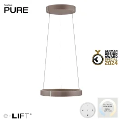 Lampa wisząca z płynną regulacją wysokości PURE E-CLIPSE METALICZNY BRĄZ (2560-34) - Paul Neuhaus