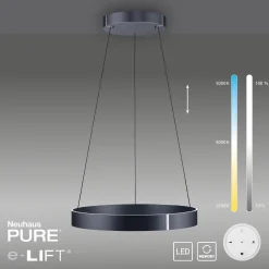 Lampa wisząca z płynną regulacją wysokości PURE E-CLIPSE SZARY (2561-15) - Paul Neuhaus