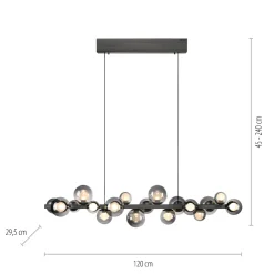 Lampa wisząca z płynną regulacją wysokości PURE E-POPUP 120cm SZARY (2557-15) - Paul Neuhaus