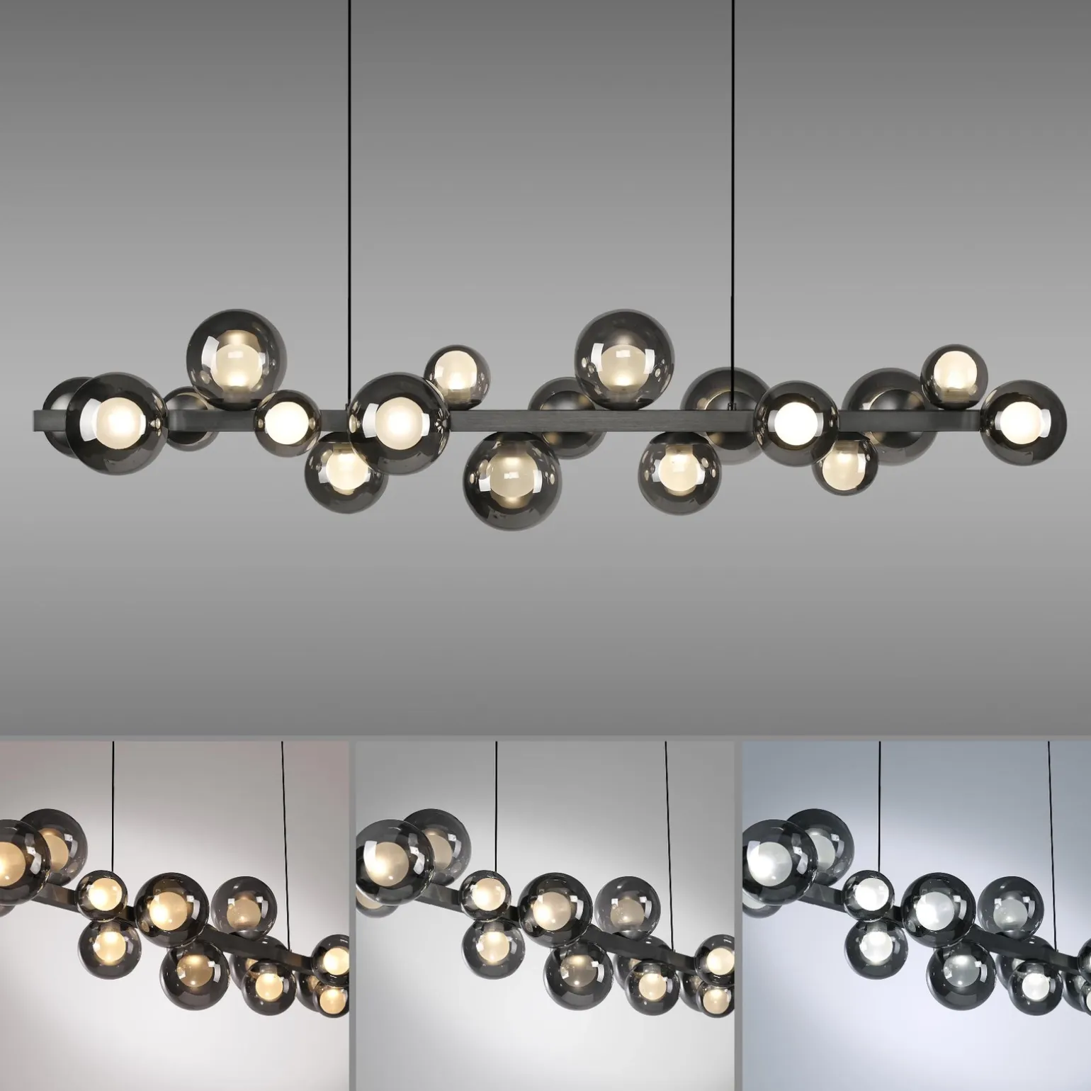 Lampa wisząca z płynną regulacją wysokości PURE E-POPUP 120cm SZARY (2557-15) - Paul Neuhaus