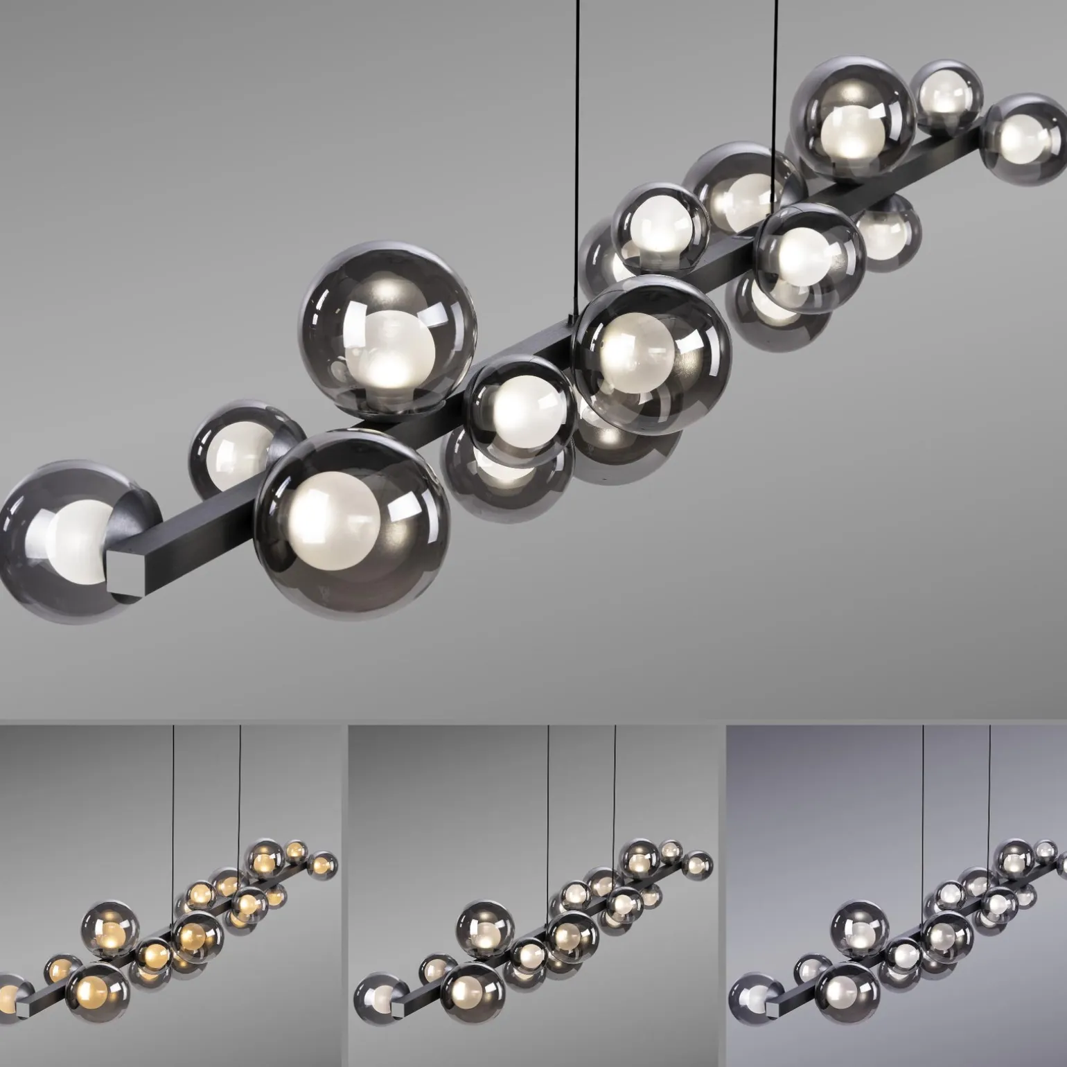 Lampa wisząca z płynną regulacją wysokości PURE E-POPUP 180cm SZARA (2558-15) - Paul Neuhaus