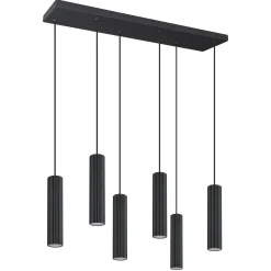 Lampa wisząca ze ściemniaczem Push Dimm/DALI2 IVAR 6L czarna LED 4000K (TH.621) - Thoro Lighting