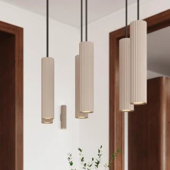 Lampa wisząca ze ściemniaczem Push Dimm/DALI2 IVAR 6L taupe LED 3000K (TH.605) - Thoro Lighting