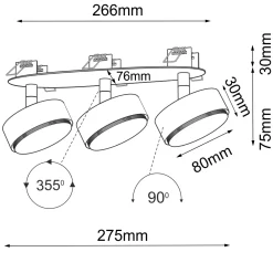 Lampa wpuszczana Drop in 3 - Czarna (3262) - Brosline