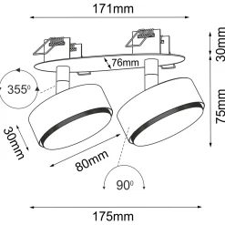 Lampa wpuszczana Drop in 2 - Czarna (3261) - Brosline