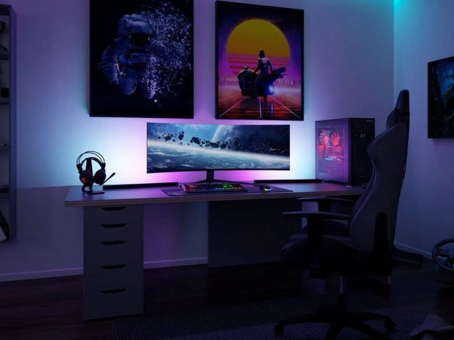 Listwa LED RGB zestaw 2x60cm DYNAMIC RAINBOW RGB z pilotem 2x1W 230 / 5V DC (PL78879) - PAULMANN