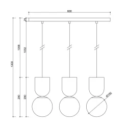 LUOTI 3L czarna potrójna lampa wisząca (LUL322P0) - Ummo
