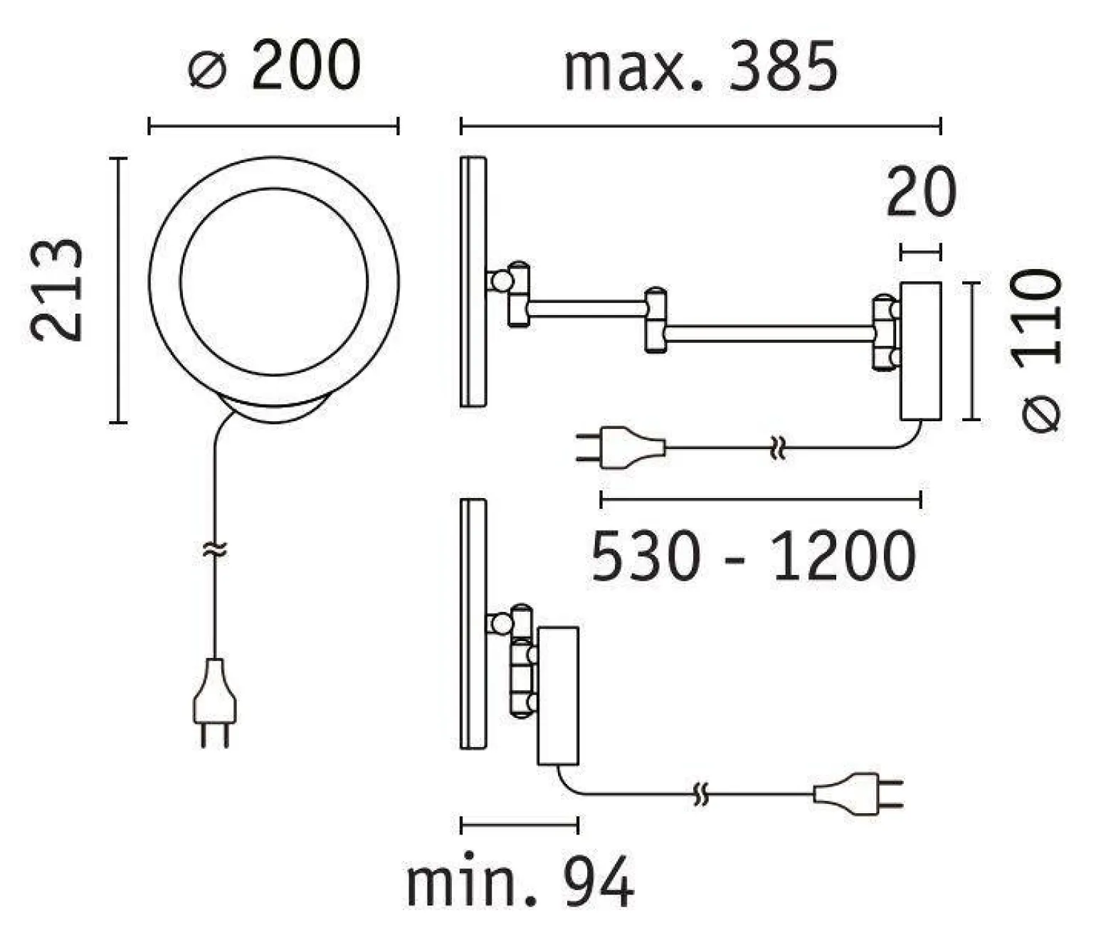 Lusterko kosmetyczne MASUA LED 4W 2700/4000/6500K +wyłącznik IP44 230V czarny matowy / metal (PL71148) - PAULMANN