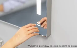 Lustro okrągłe STILO w ramie z oświetleniem LED na skórzanym pasku - MCJ