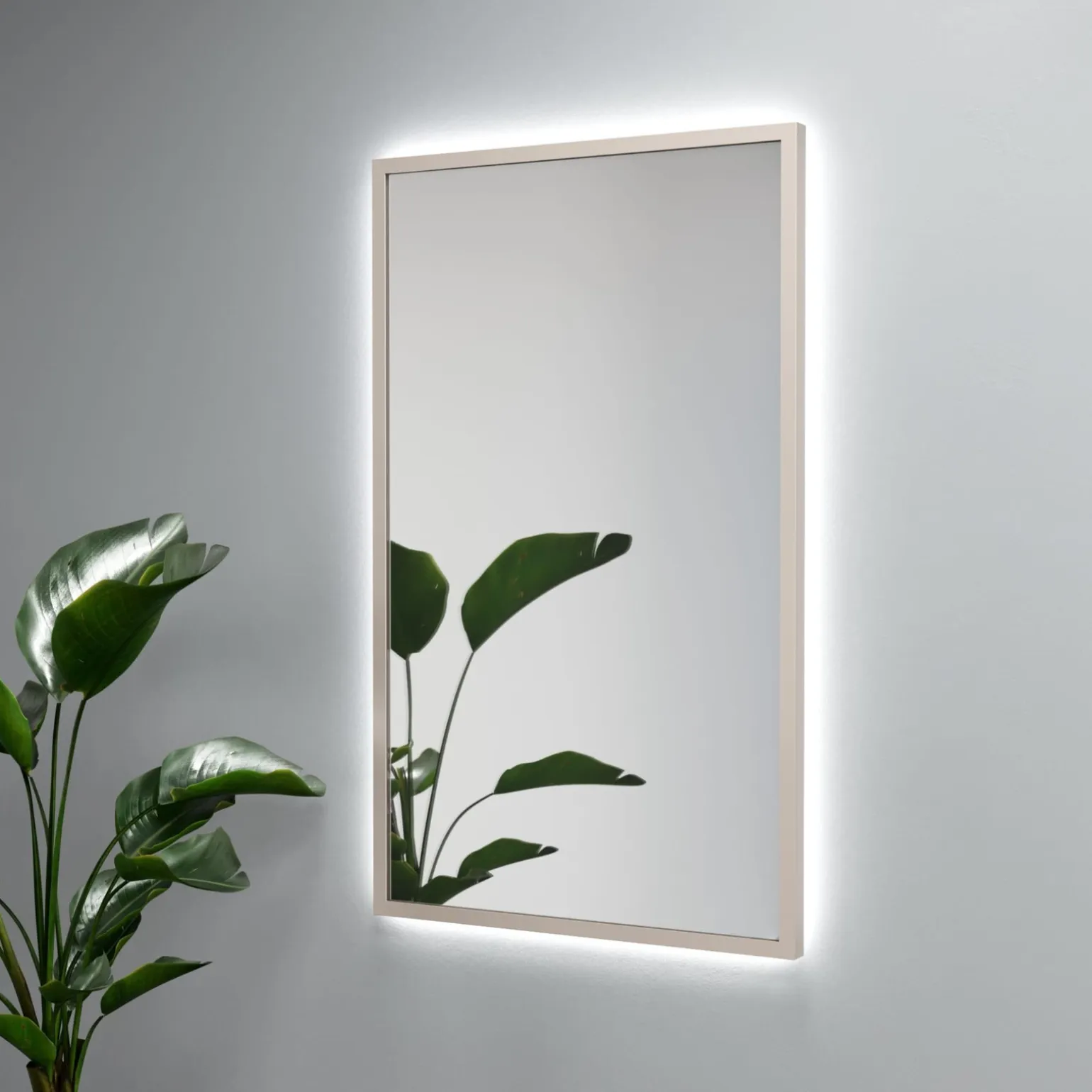 Lustro prostokątne ATLAS PLUS w ramie z oświetleniem LED - MCJ