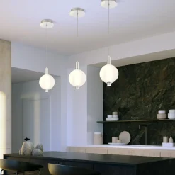 Mała lampa wisząca Palmas - 1 źródło światła - Polerowany nikiel (QN-PALMAS-1MP-PN) - Quintiesse