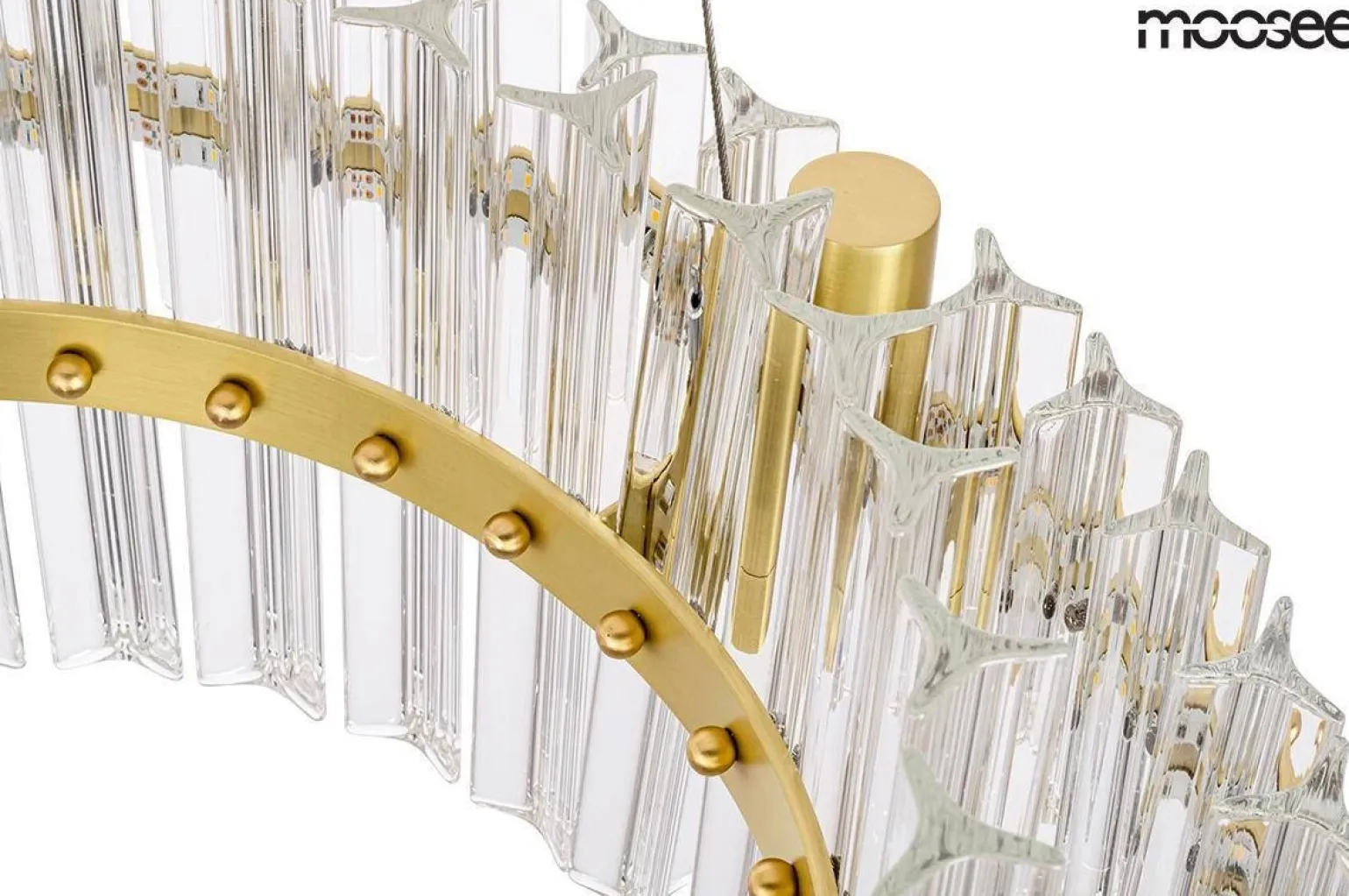 MOOSEE lampa wisząca SATURNUS 47 DUO złota - LED, kryształ, stal szczotkowana (MSE010100166) - Moosee