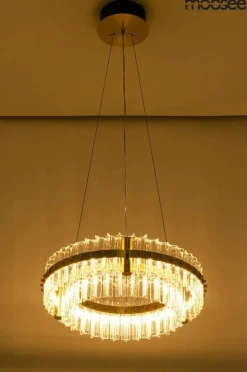 MOOSEE lampa wisząca SATURNUS 47 DUO złota - LED, kryształ, stal szczotkowana (MSE010100166) - Moosee