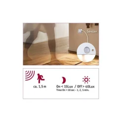 Oprawa przyschodowa EDGE LED czujnik ruchu i zmierzchu kwadrat 1x1,2W 120lm 2700K 230V chrom matowy / tworzywo sztuczne (PL93134) - PAULMANN