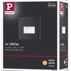 Oprawa przyschodowa EDGE LED kwadrat 1x1,2W 50lm 2700K 230V czarny matowy / tworzywo sztuczne (PL93094) - PAULMANN