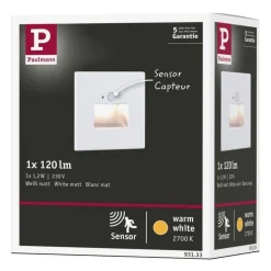 Oprawa przyschodowa EDGE LED czujnik ruchu i zmierzchu kwadrat 1x1,2W 120lm 2700K 230V biały / tworzywo sztuczne (PL93133) - PAULMANN