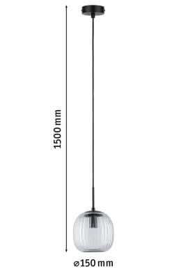 Oprawa wisząca łazienkowa RUYA E14 max.20W IP44 230V czarny matowy / szkło (PL71147) - PAULMANN