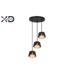 Oprawa wisząca x3 GX53 czarn+złota okrąg (XD-IK259B) - Xudo