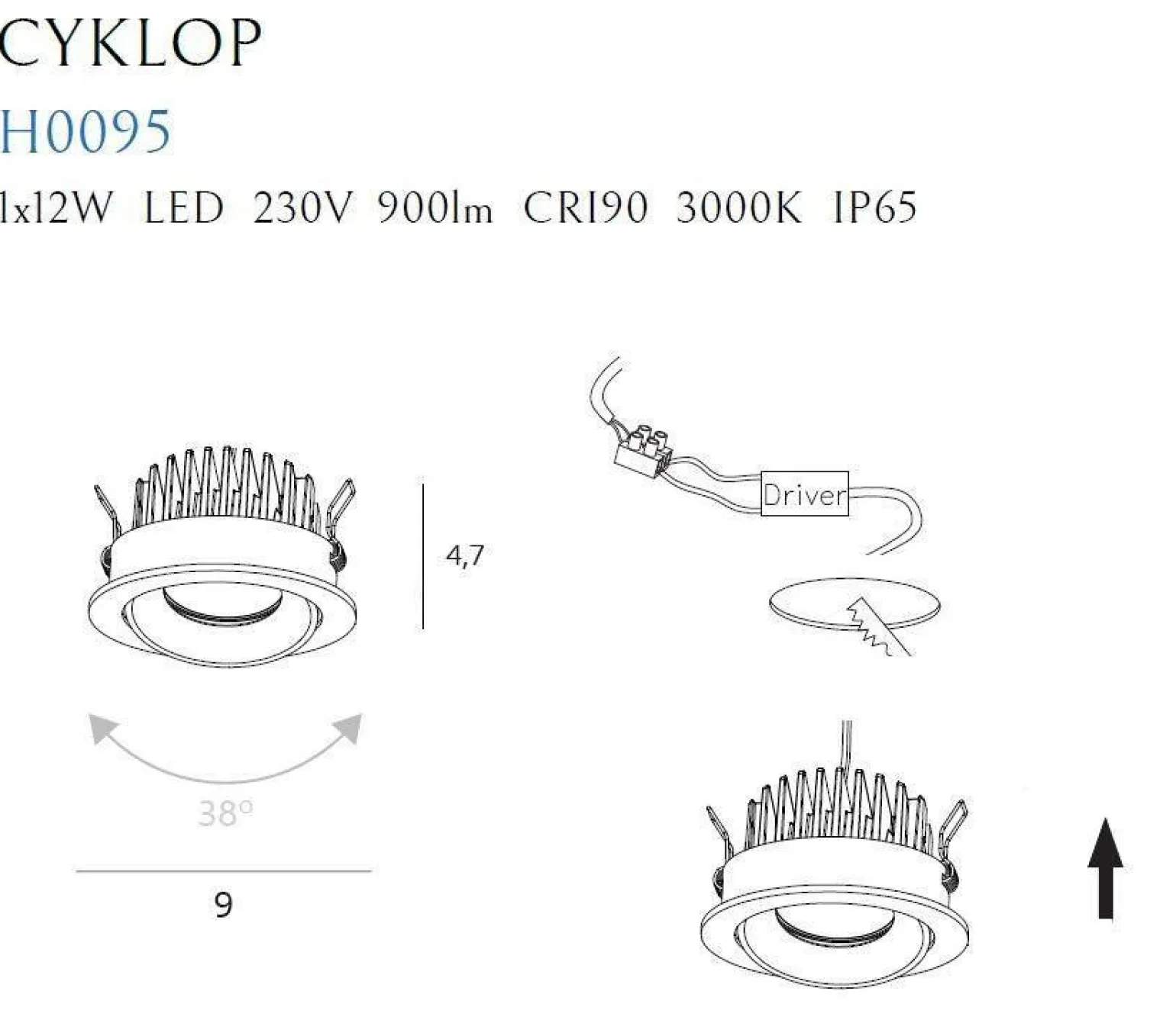 Oprawa wpustowa CYKLOP IP65 (H0095) - MAXLIGHT