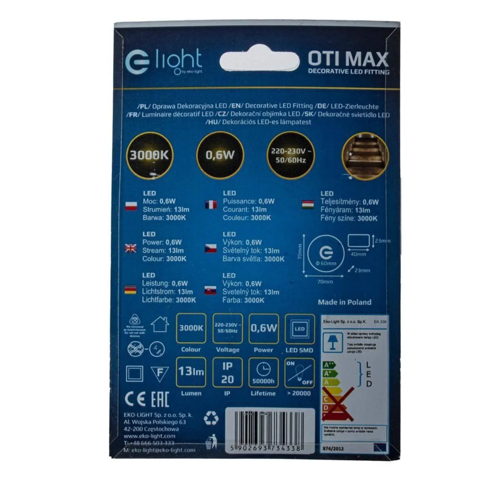 OTI MAX Barwa Ciepła 3000K (EKS4338) - Eko-Light