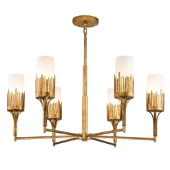 Ozdobny żyrandol Sawgrass - 6 źródeł światła - Płatkowe złoto (QN-SAWGRASS-6-DG-O) - Quintiesse