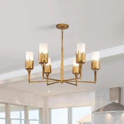 Ozdobny żyrandol Sawgrass - 6 źródeł światła - Płatkowe złoto (QN-SAWGRASS-6-DG-O) - Quintiesse