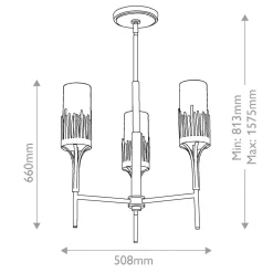 Ozdobny żyrandol Sawgrass - 3 źródła światła - Płatkowe złoto (QN-SAWGRASS-3-DG-O) - Quintiesse