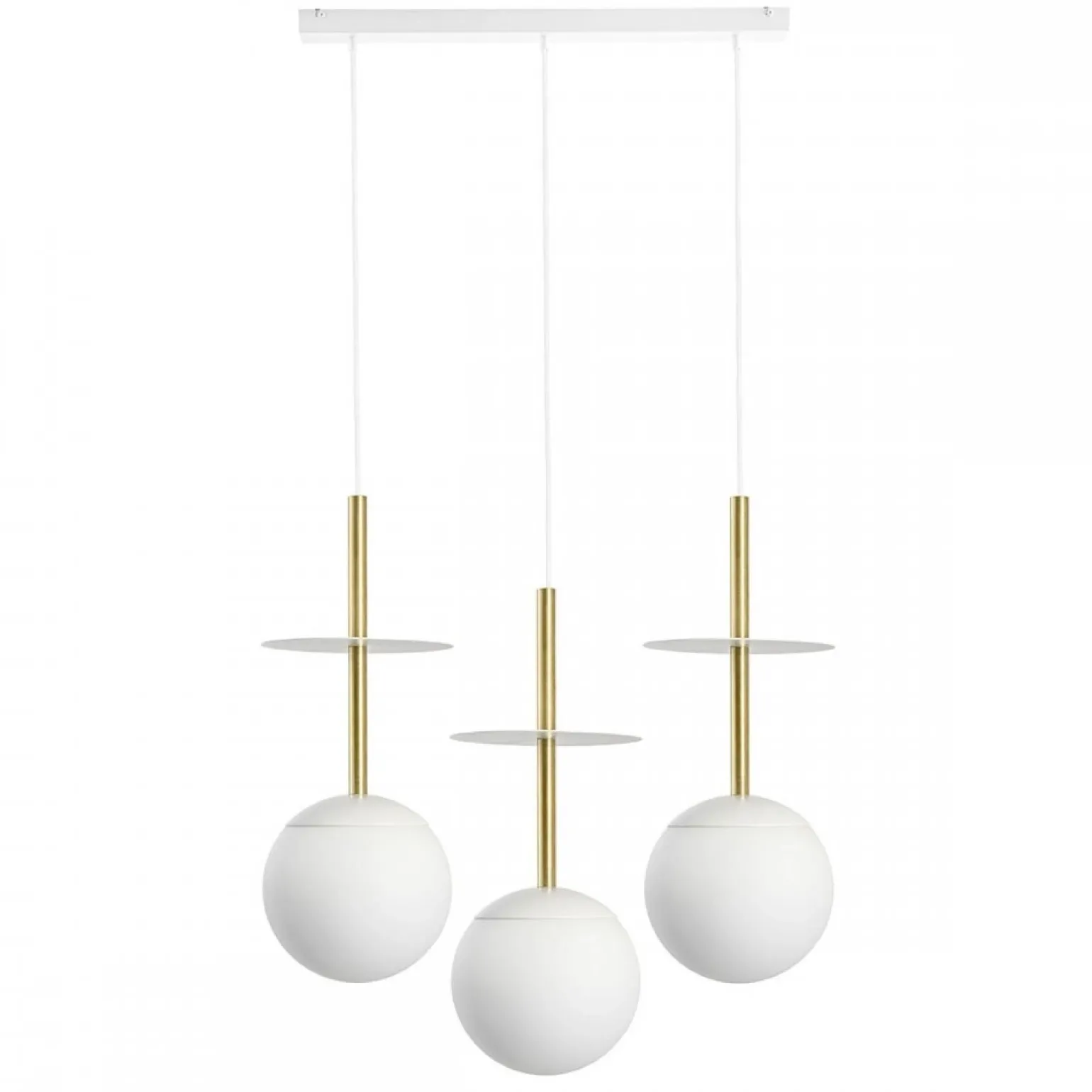 PLAAT A 3L biała potrójna lampa sufitowa z mosiądzem (PLL331P0) - Ummo