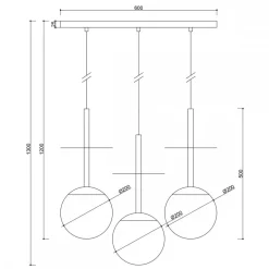PLAAT A 3L biała potrójna lampa sufitowa z mosiądzem (PLL331P0) - Ummo